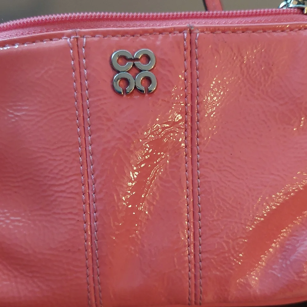 COACH Shiny Pebbled Leather Wristlet